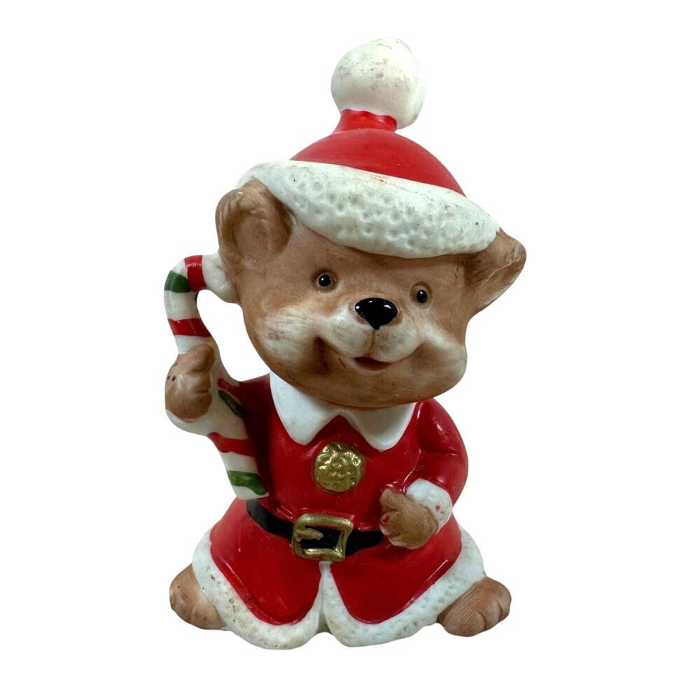 Homco Ceramic Bear Mouse Chipmunk Santa Claus Christmas Figurine Decoration 4"